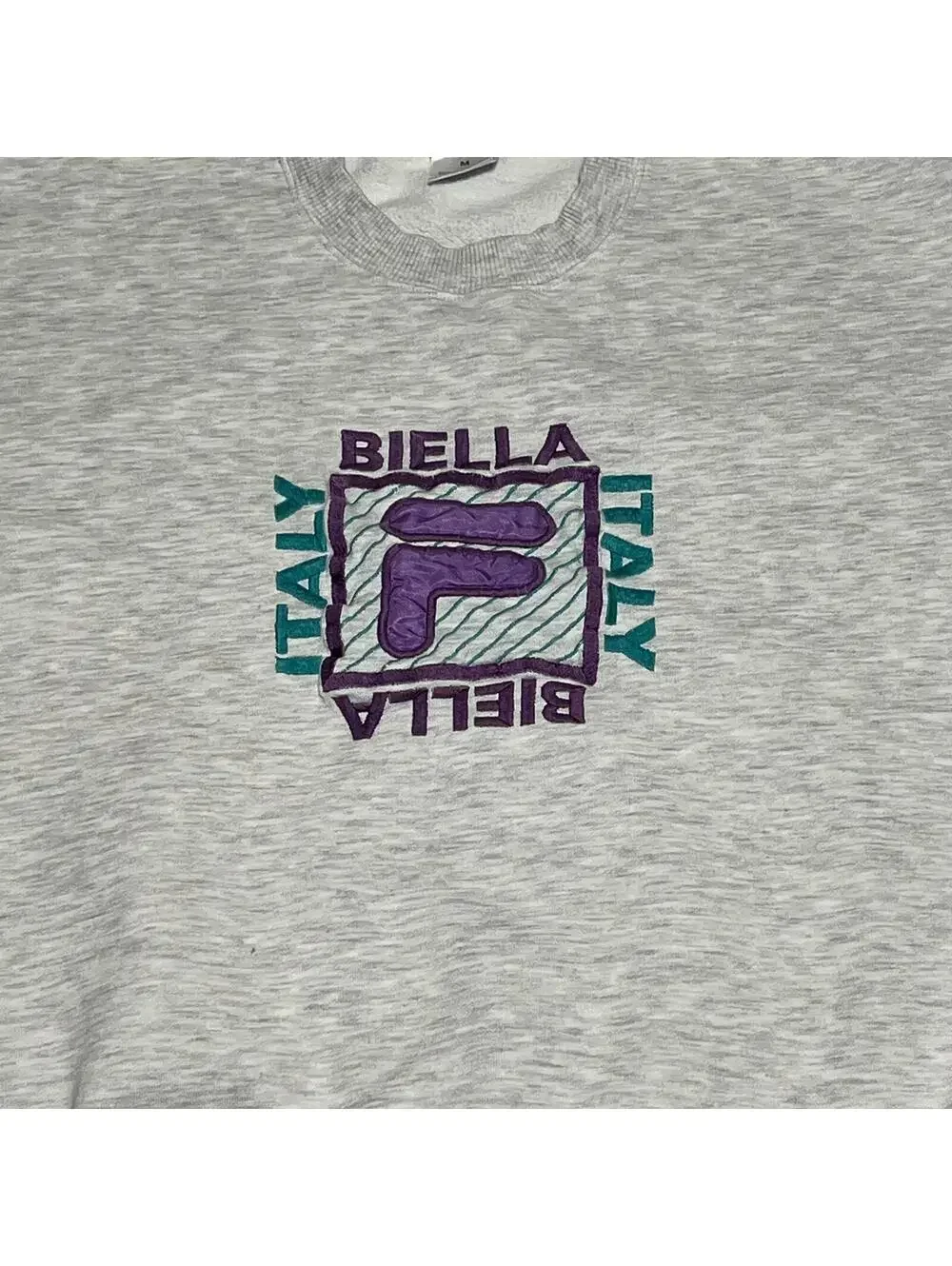 Vintage 90s FILA Biella Italy Embroidered Crewneck Sweatshirt M